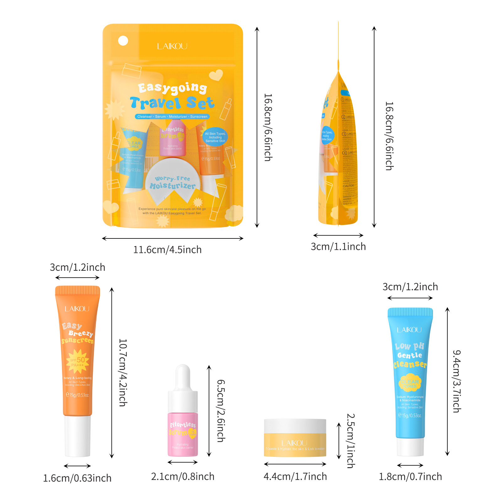 Hyaluronic Acid Serum - 4PCS Laikou Ceramide ชุดเดินทาง Low Ph