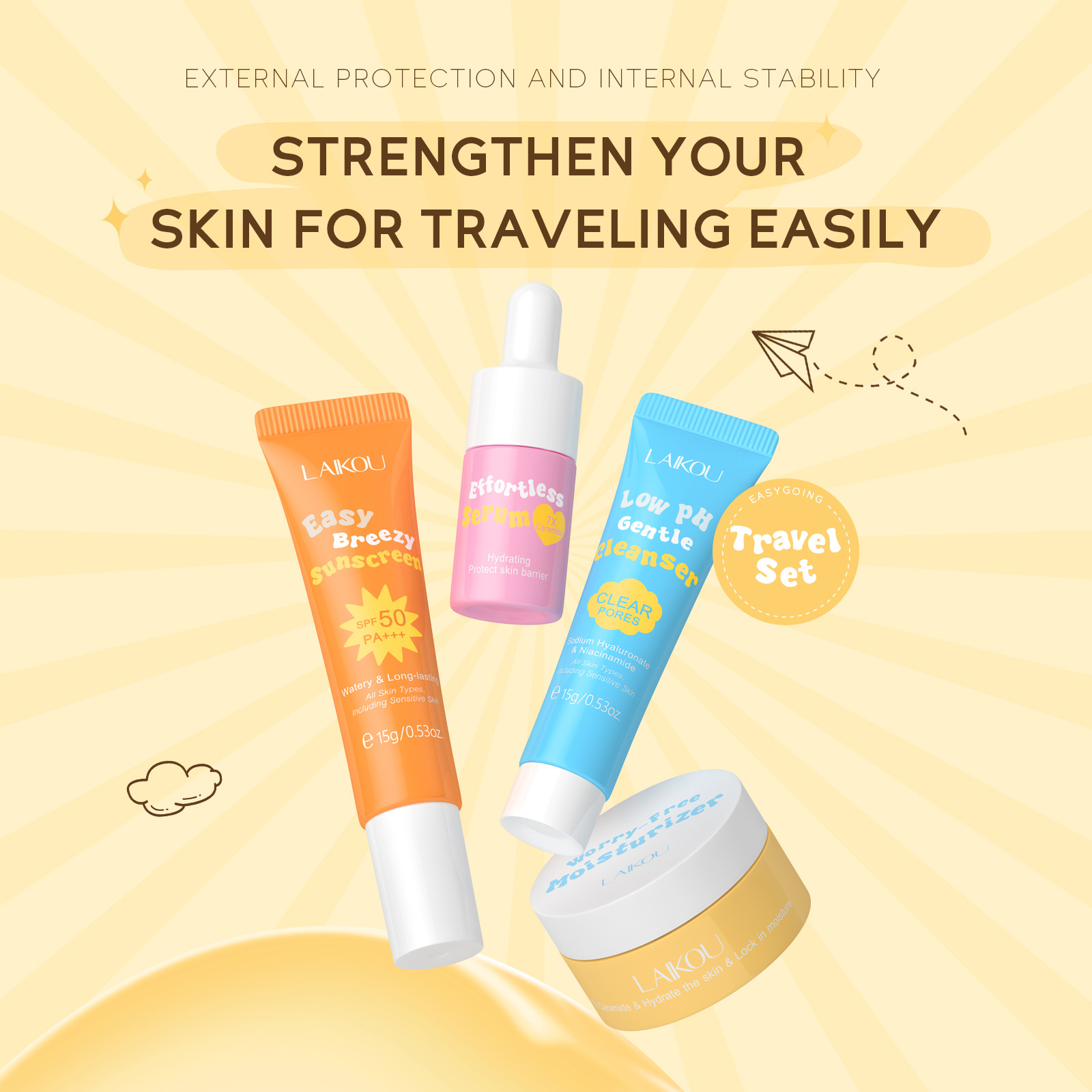 4PCS Laikou Ceramide ชุดเดินทา - Hyaluronic Acid Serum บทวิจารณ์และราคา